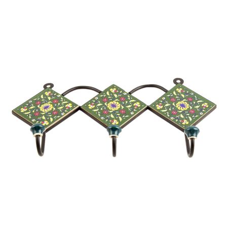 Forest Green Yellow Flower Tiles Hook